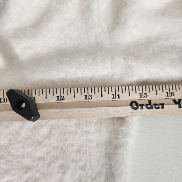 SO Sweater Womens Cropped Button-Up Cardigan Faux Fuzzy Knit Small White - Picture 8 of 12